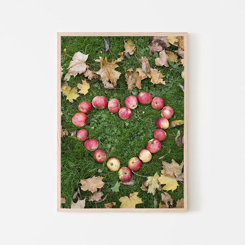 りんごのハート / アートポスター インテリア 2L〜 自然 林檎 リンゴ アート写真 夏	