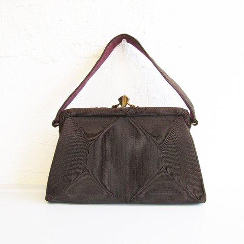 40s USA 「Corde'」 Vintage dark brown handbag with gold tone clasp