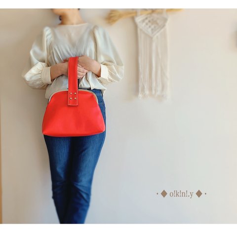 【受注製作】がま口サイケone shoulderBag☆赤