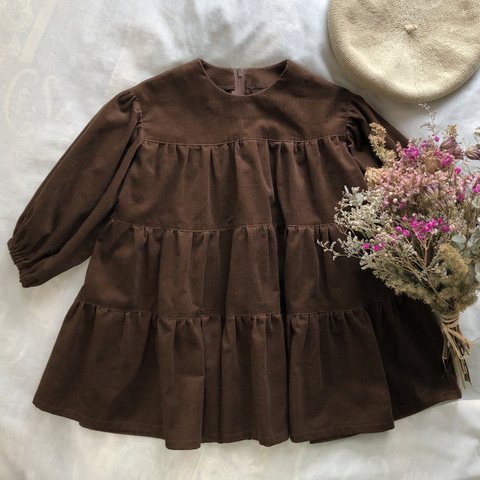 SALE!30%OFF コーデュロイティアードOP( brown）