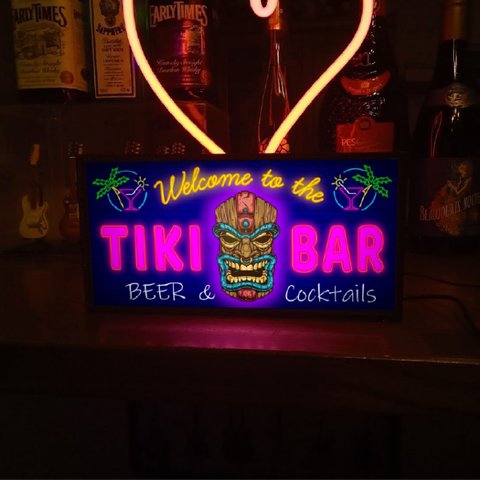 TIKI ティキ像 カフェ BAR カクテル ビール ハワイ ハワイアン雑貨 ミニチュア サイン ランプ 看板 置物 雑貨 ライトBOX 電飾看板 電光看板