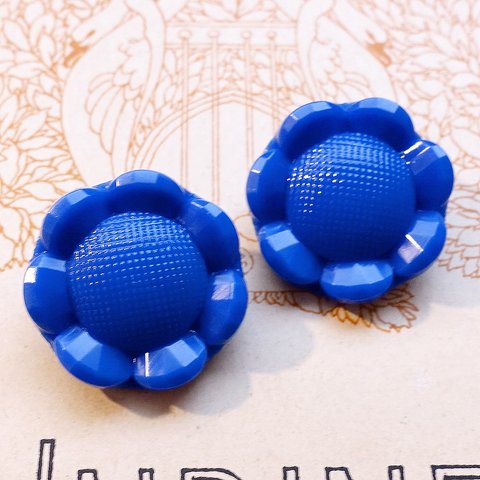 No.107 西ドイツ ヴィンテージガラスボタン 18mm 2個セット/ヴィンテージボタン アンティークボタン ヨーロッパ アクセサリーパーツ ハンドメイド素材