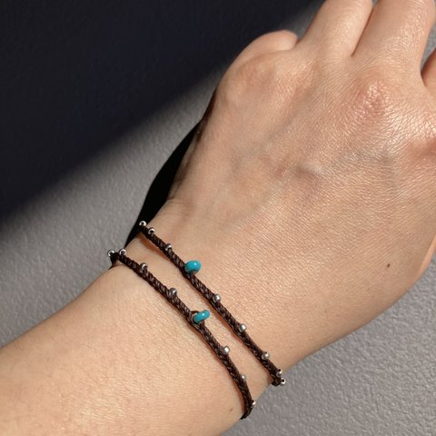 Turquoise x Silver Beads Bracelet – ターコイズxシルバービーズ ブレスレット –