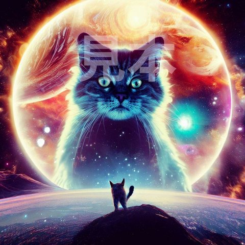 【地球を征服しに来た猫。たま。ヤツは本気だ！】デジタル アート インテリア ポスター