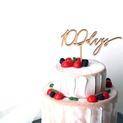 ◉送料込◉木製 ケーキトッパー 100days お食い初め 100日記念日　祝 百日