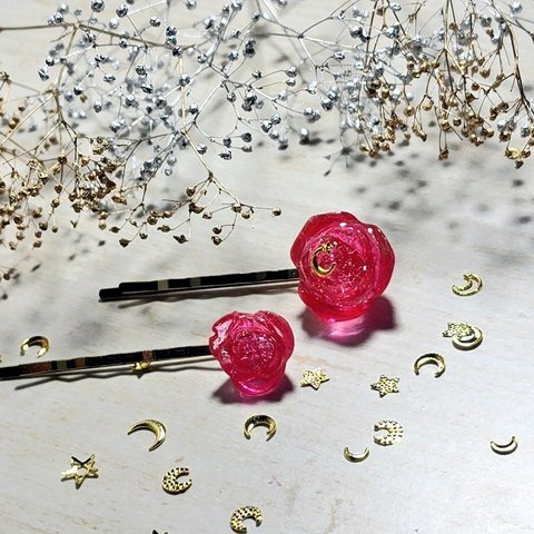 薔薇のヘアピン　2本