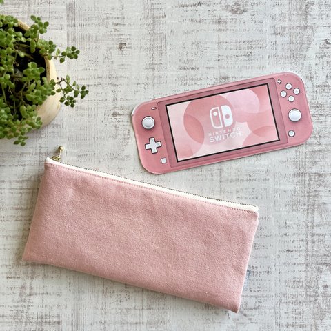 switch lite フラットポーチ　コーラルピンク