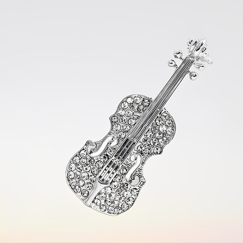 H2191 キラキラ バイオリン ブローチ/シルバー