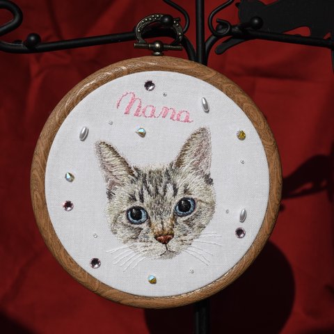 ★ねこフレーム★オーダーメイド！うちのこ刺繍、猫刺繍