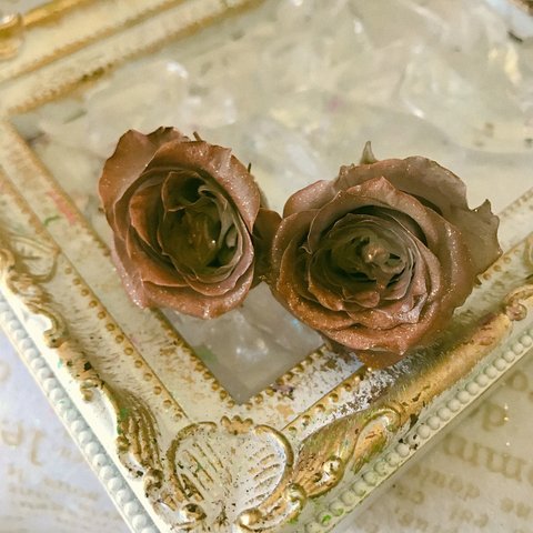 ヴェルディッシモグレージュカッパーアレンジ加工薔薇❣️ハーバリウム花材プリザーブドフラワー