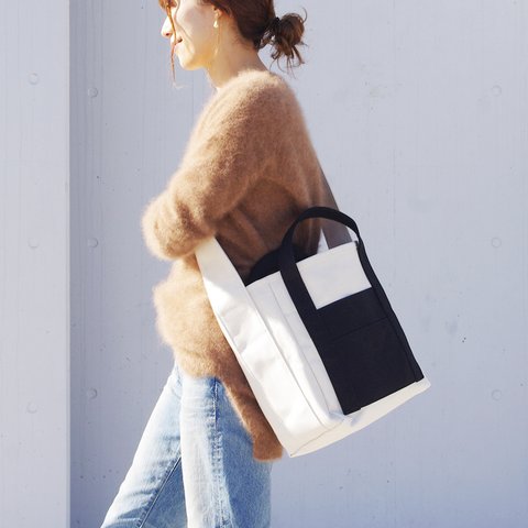 ZUCC SHOULDER TOTE BAG（キナリ×ブラック）