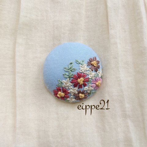 コスモス 刺繍 ヘアゴム ブローチに変更できます☆