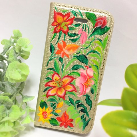 ＊  オーダー作品 ＊  オオハシのいるボタニカル iPhone5S/SE手帳型ケース