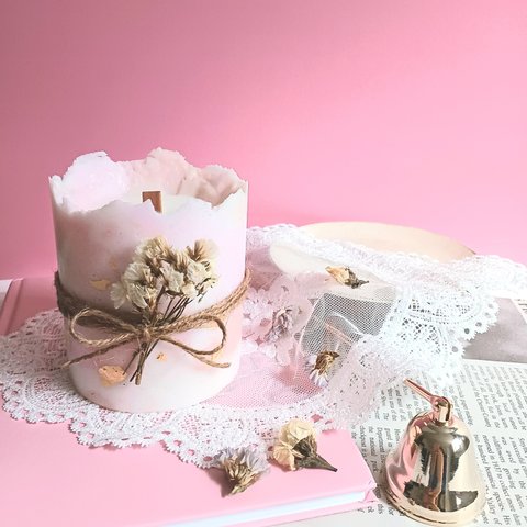 春を感じる＊桜色の金箔キャンドル～選べる香り～