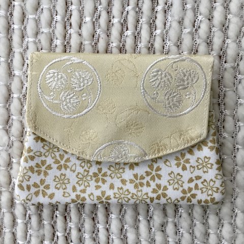 ゴールド桜カードケース、金さくらカード入れ、和柄カードホルダー、Gold cherry blossom card case, 3 slot card holder, Little wallet