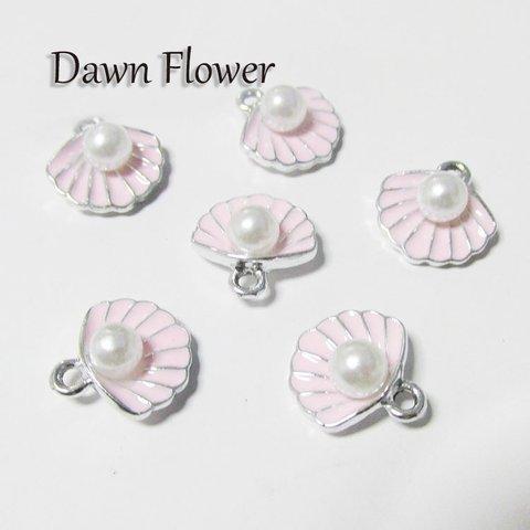 【D-0906】8pcs　貝殻　16mm　ピンク　チャーム　ハンドメイドパーツ