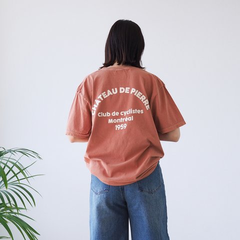 【ユニセックス】くすみカラーロゴTシャツ オレンジ(半袖)