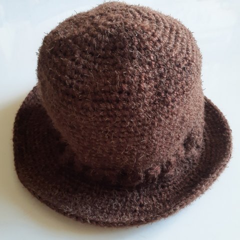 425☆フワリッチの細編み帽子(ブラウン)