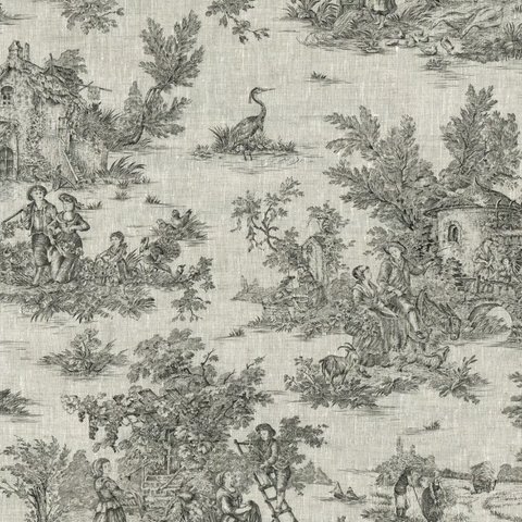 トワルドジュイ toile de jouy 素朴な生活 アントラサイトグレー リネン 麻 