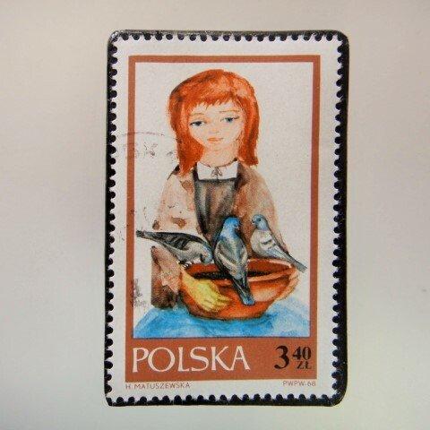 ポーランド 　童話切手ブローチ 3964