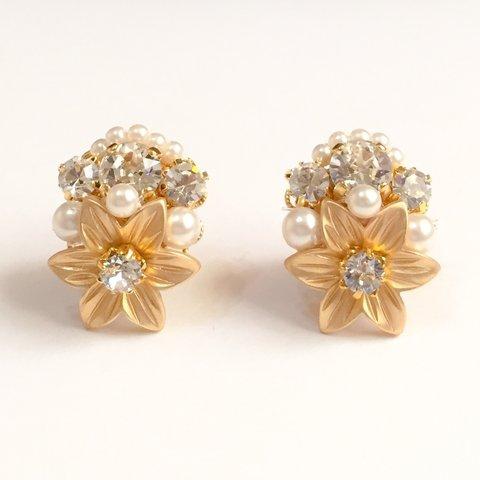 Flower×Crystal ピアス/イヤリング