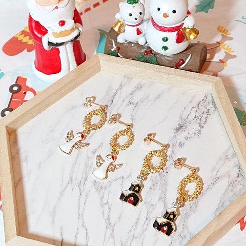 🎄 Xmas 🎄 グレインリングとクリスマスチャームのピアス(イヤリング)