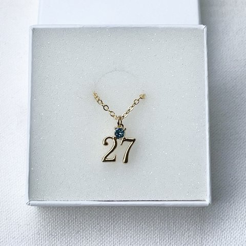 365日 誕生日ネックレス 数字「27」 (石→誕生月)(数字→誕生日)