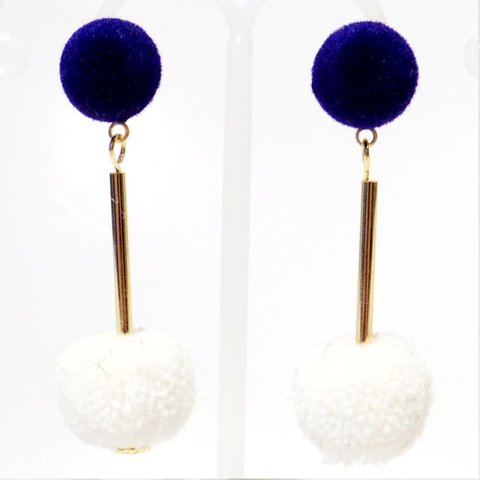 Fluffy Ball<Navy×White>