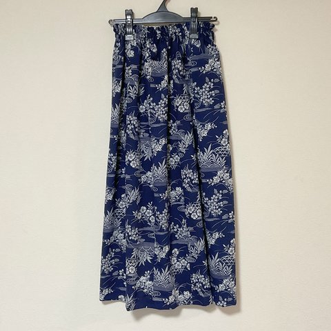 浴衣リメイク  Ｇ ギャザースカート  コットン 着物  浴衣スカート