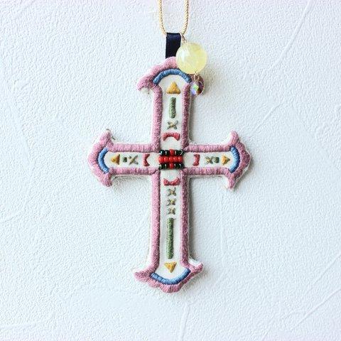 【手刺繍】十字架のオーナメント