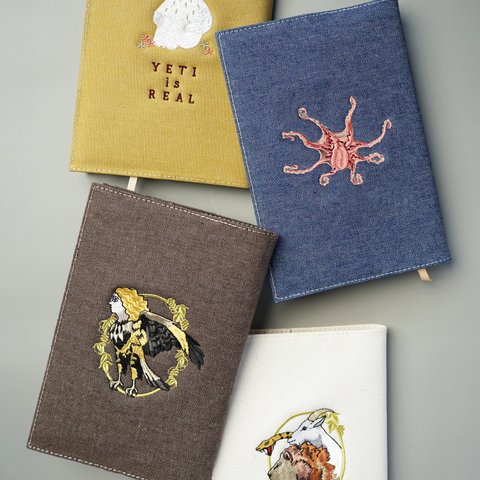 【 四六版 サイズ】ワンポイント刺繍 ブックカバー 日本製