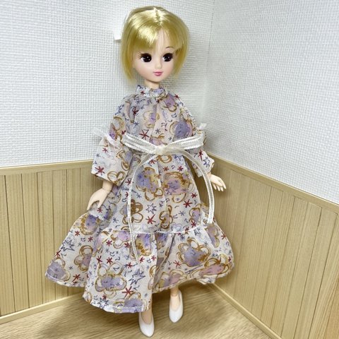 リカちゃん　ギャザードレス　花柄