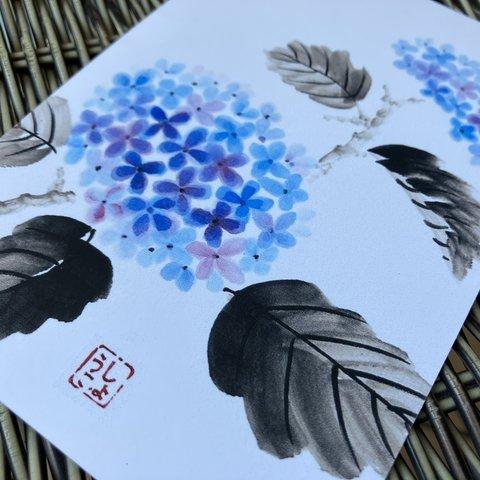 和のポストカード「紫陽花」　3枚セット