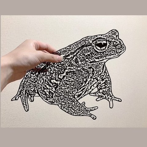 切り絵作品　アズマヒキガエル(受注生産)