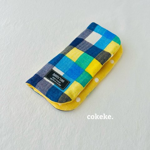  ୨୧ Colorful check  ふわっふわの8重ガーゼはんかち 20cm  ୨୧ ⚠️タグの文字のデザインが異なります。