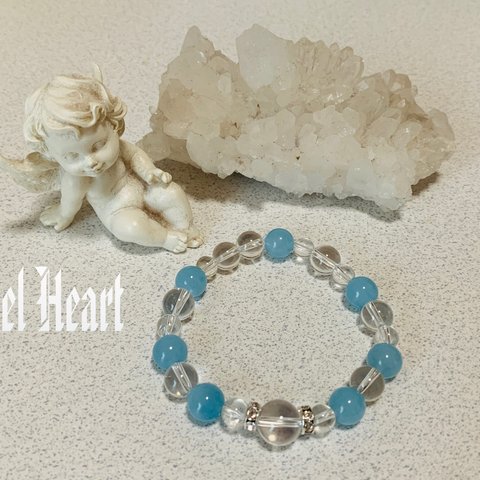 Angel Heart〜アクアマリン&水晶のブレスレット