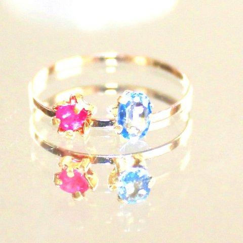 k10 Ruby & Blue Sapphire & Ring