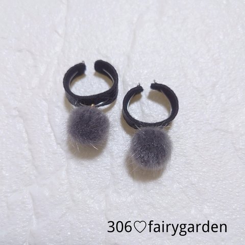 306♡2way秋冬レザー×ふわふわファーイヤーカフ　リング（10color）