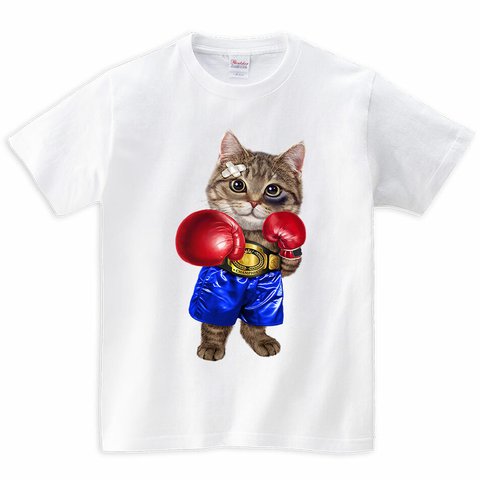 半袖Tシャツ 【ボクシングをする猫・ねこ・ネコ】 by FOX REPUBLIC