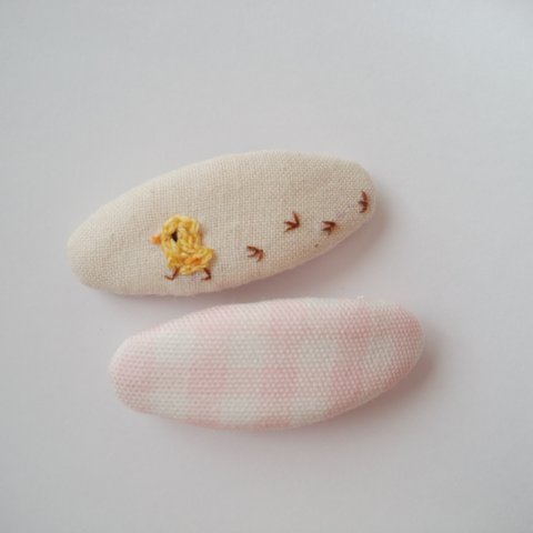 刺繍パッチンピン　ひよこちゃんセット