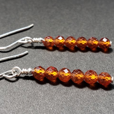 Sterling Silver Hessonite Garnet Pierce