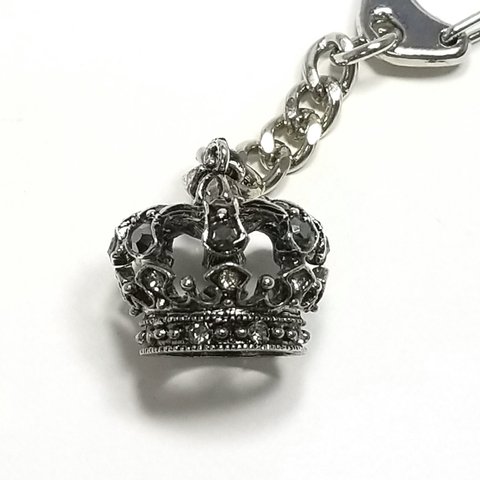 KEY-HOLDER【王冠】S-SIZE・20ｘ20ｍｍ　①メッキBK　②SILVER/PINKストーン