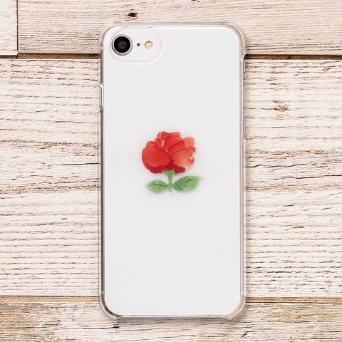 一輪のバラ スマホケース クリア 花 スマホケース クリアケース スマホケース  全機種 Android ハード iPhone 薔薇 ローズ 全機種対応 スマホケース ハードケース スマホケース 大人