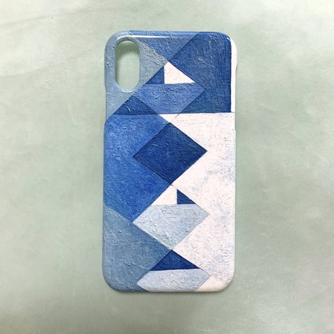 スマホケース 青の閃き iPhone Android 光沢ハードケース モダンアート