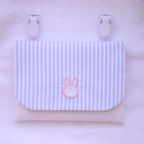 新作🐰うさぎシルエット刺繍🐰マチなし移動ポケット＊