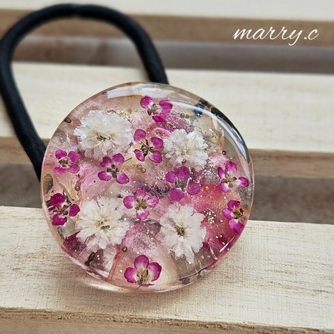 ピンクお花ヘアゴム。*marry.c's handmadeaccessory