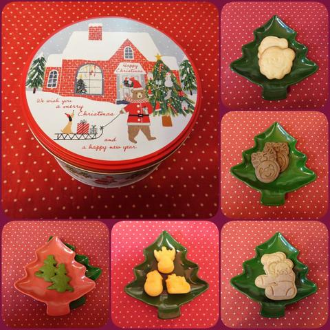 くまサンタ柄クリスマス丸型ギフト缶にクリスマス焼き菓子5種詰め合わせ☆