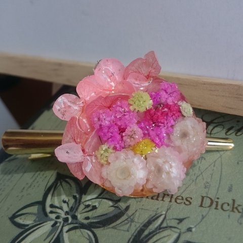 お花畑のヘアクリップ＊ピンク（麗）