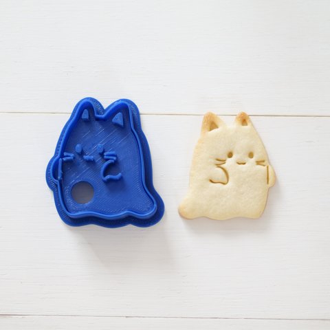 ねこおばけ（スタンプ付き）　クッキー型・クッキーカッター