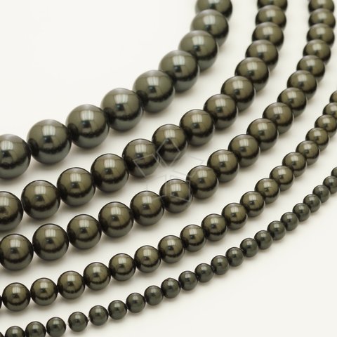 【3㎜-12㎜】ブラック真珠、ラウンドパール、手作りアクセサリーパーツ、ビーズ、サイズ選択可/PLS-040